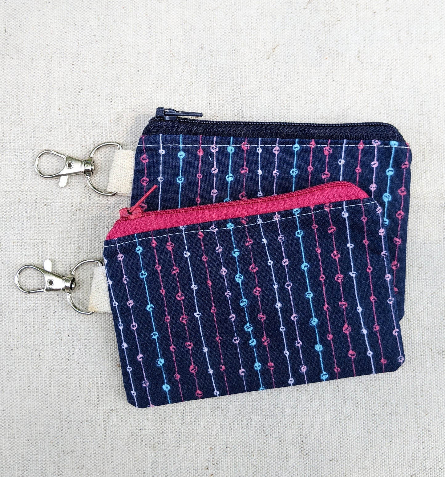 Tiny Card Pouch with Clip, Zipper Pouch to Hold Cards, Keychain Pouch, Change Purse