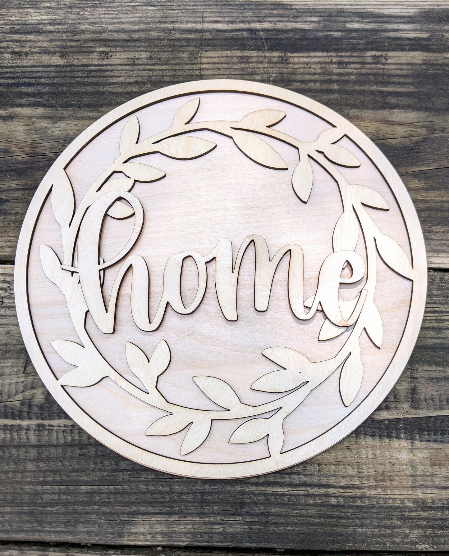 Round Wreath Welcome Sign Digital Download, SVG and other file types for Laser Cutting