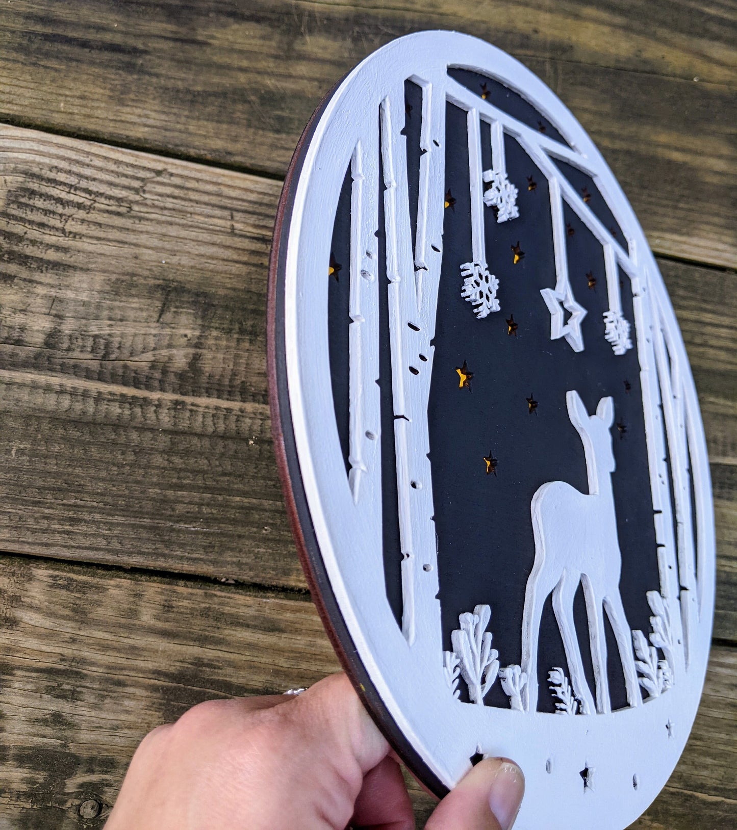 Winter Deer Woodland Sign Digital Download, SVG and other file types for Laser Cutting