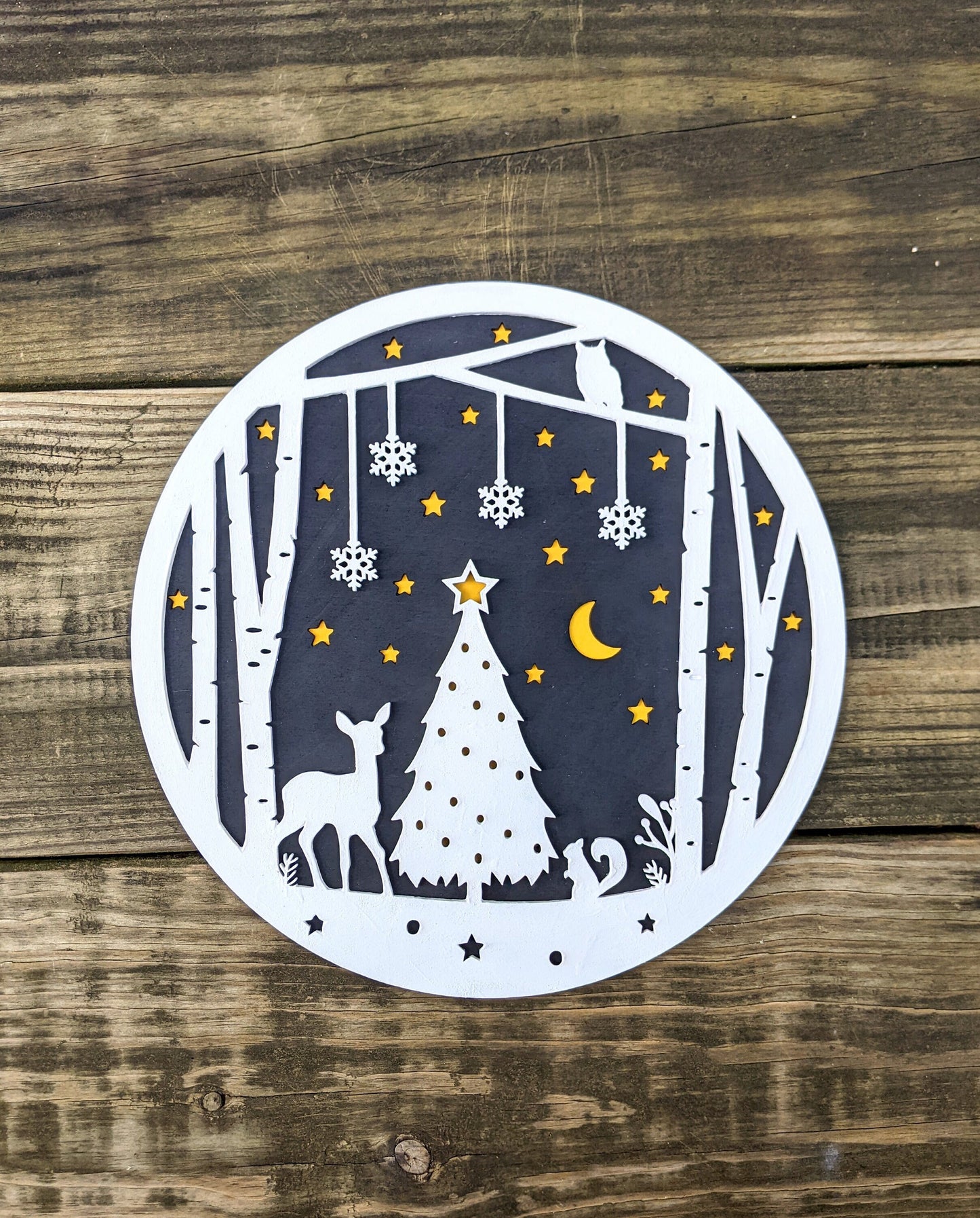 Christmas Woodland Animals Sign Digital Download, SVG and other file types for Laser Cutting