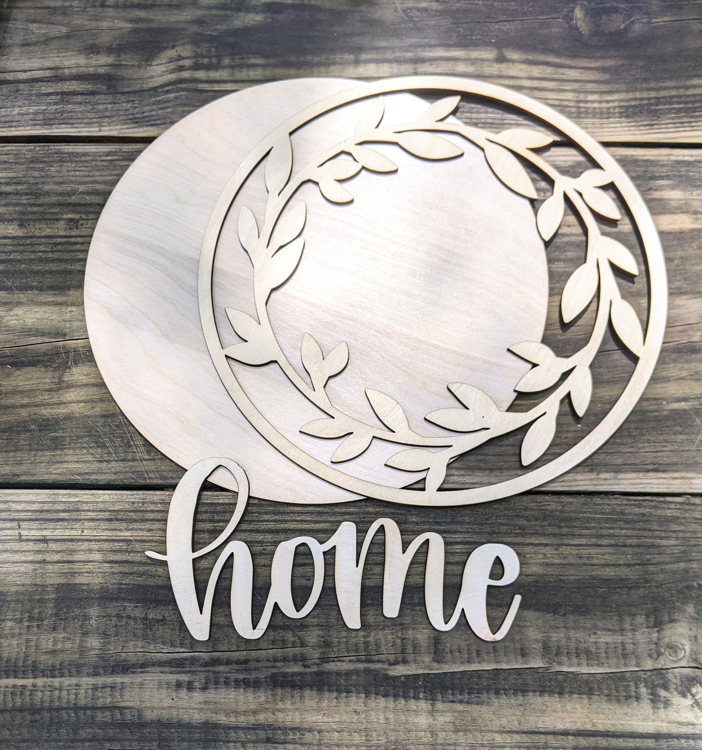 Round Wreath Welcome Sign Digital Download, SVG and other file types for Laser Cutting