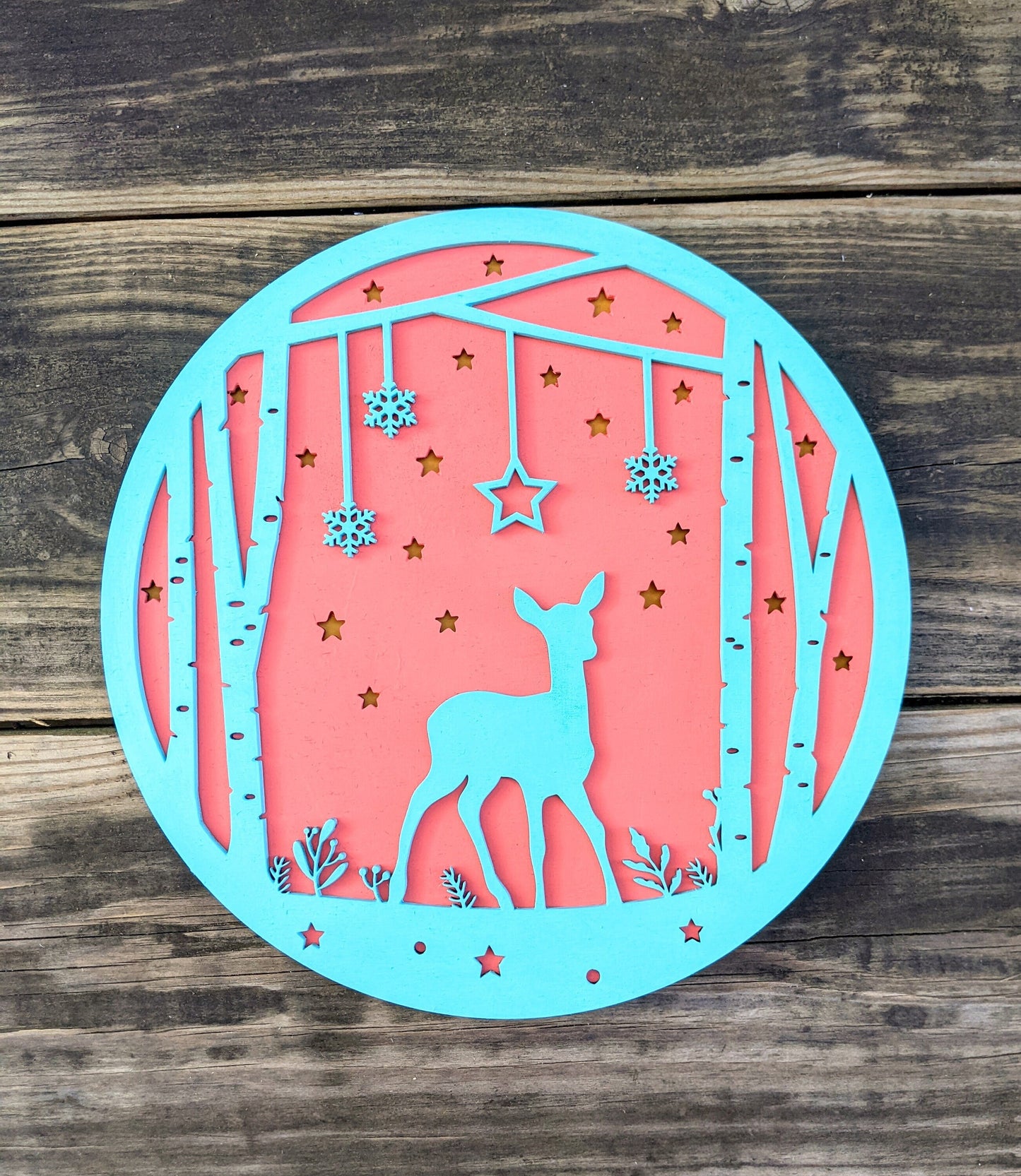 Winter Deer Woodland Sign Digital Download, SVG and other file types for Laser Cutting