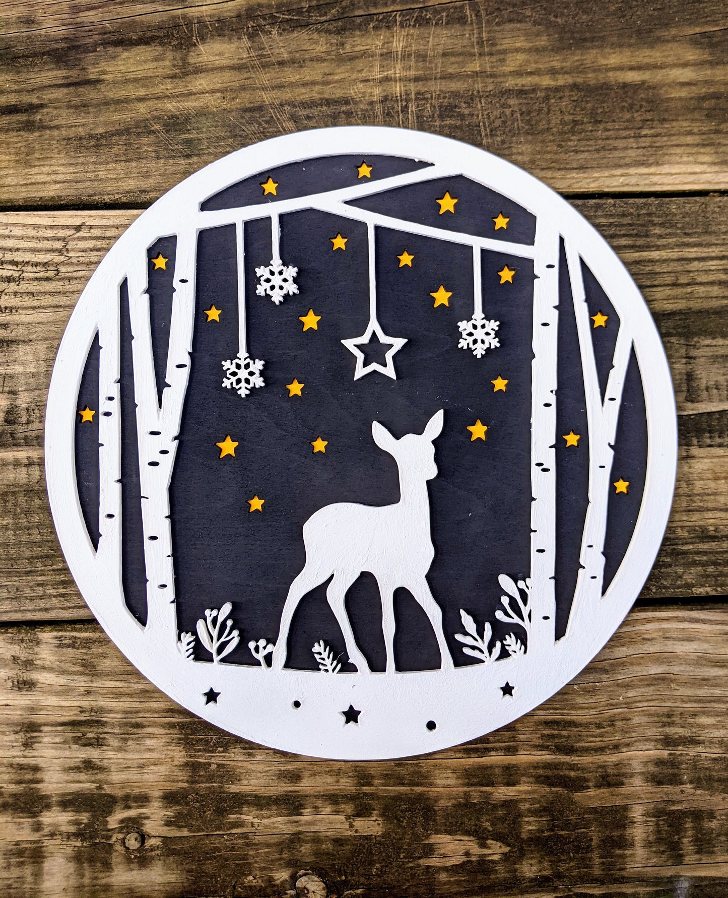 Winter Deer Woodland Sign Digital Download, SVG and other file types for Laser Cutting