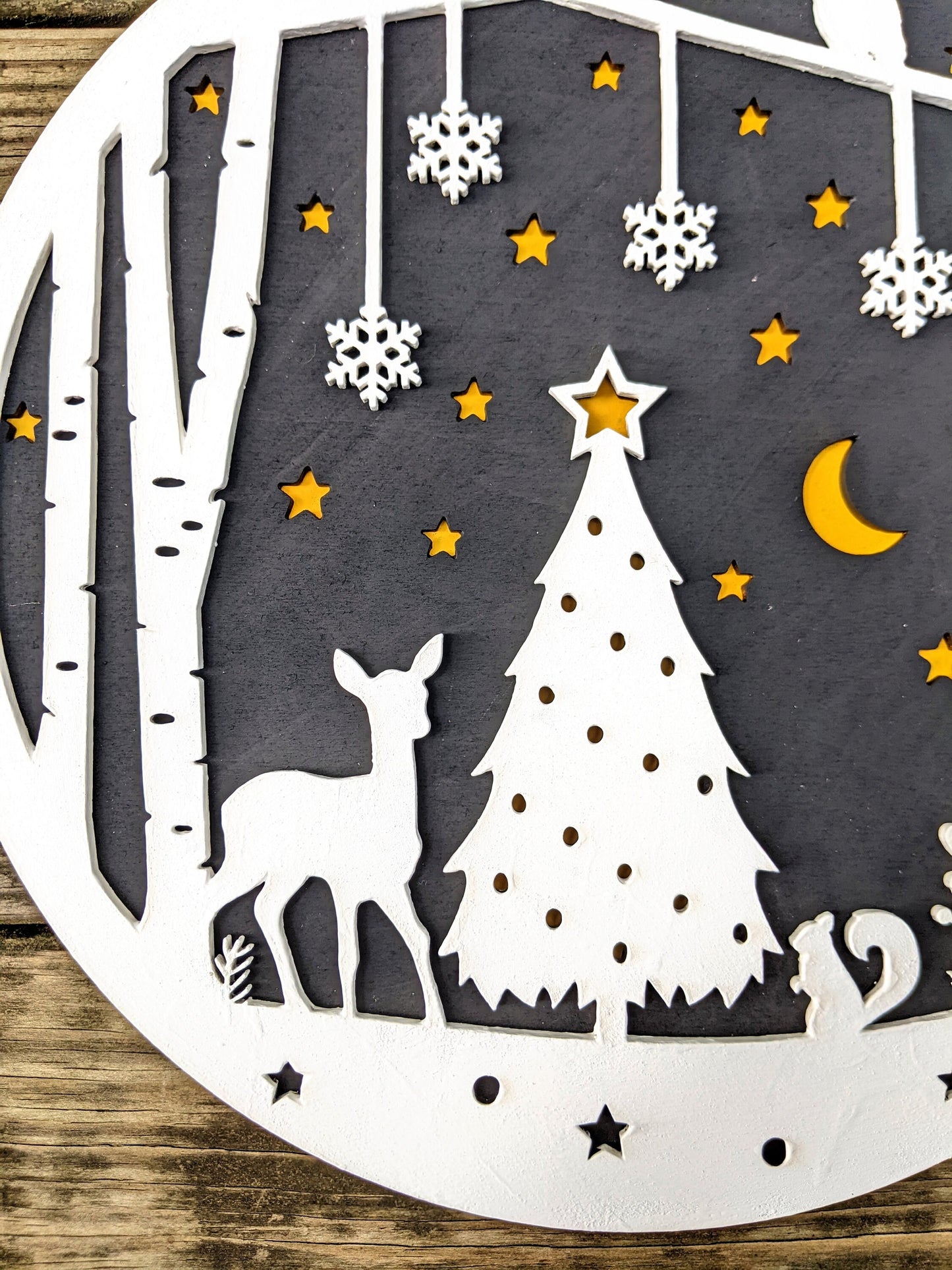 Christmas Woodland Animals Sign Digital Download, SVG and other file types for Laser Cutting