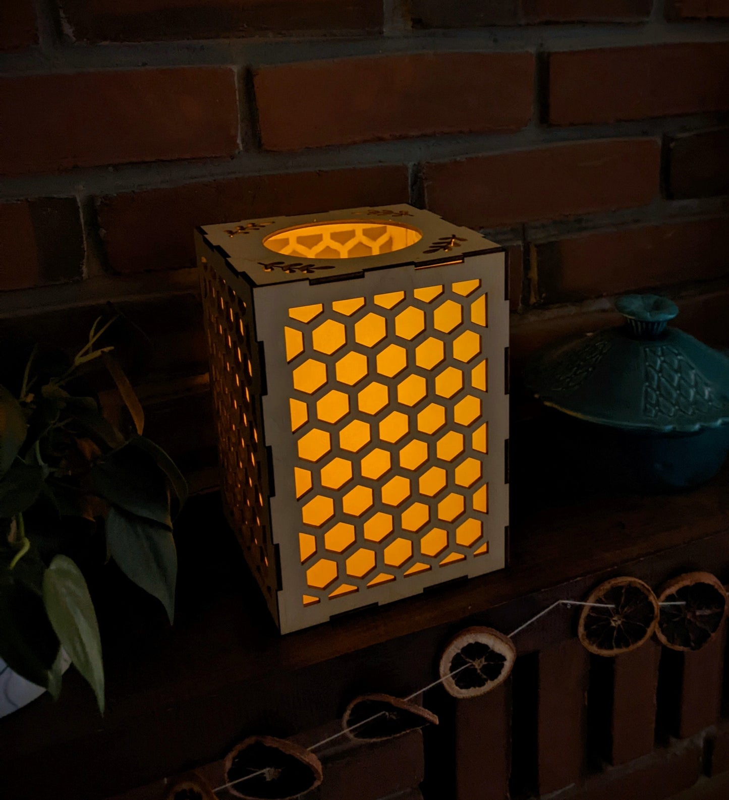 Honeycomb Wood Laser Cut Candleholder Digital File | Tea Light Lantern Votive Holder| Digital Download Files SVG, DXF, PNG Format