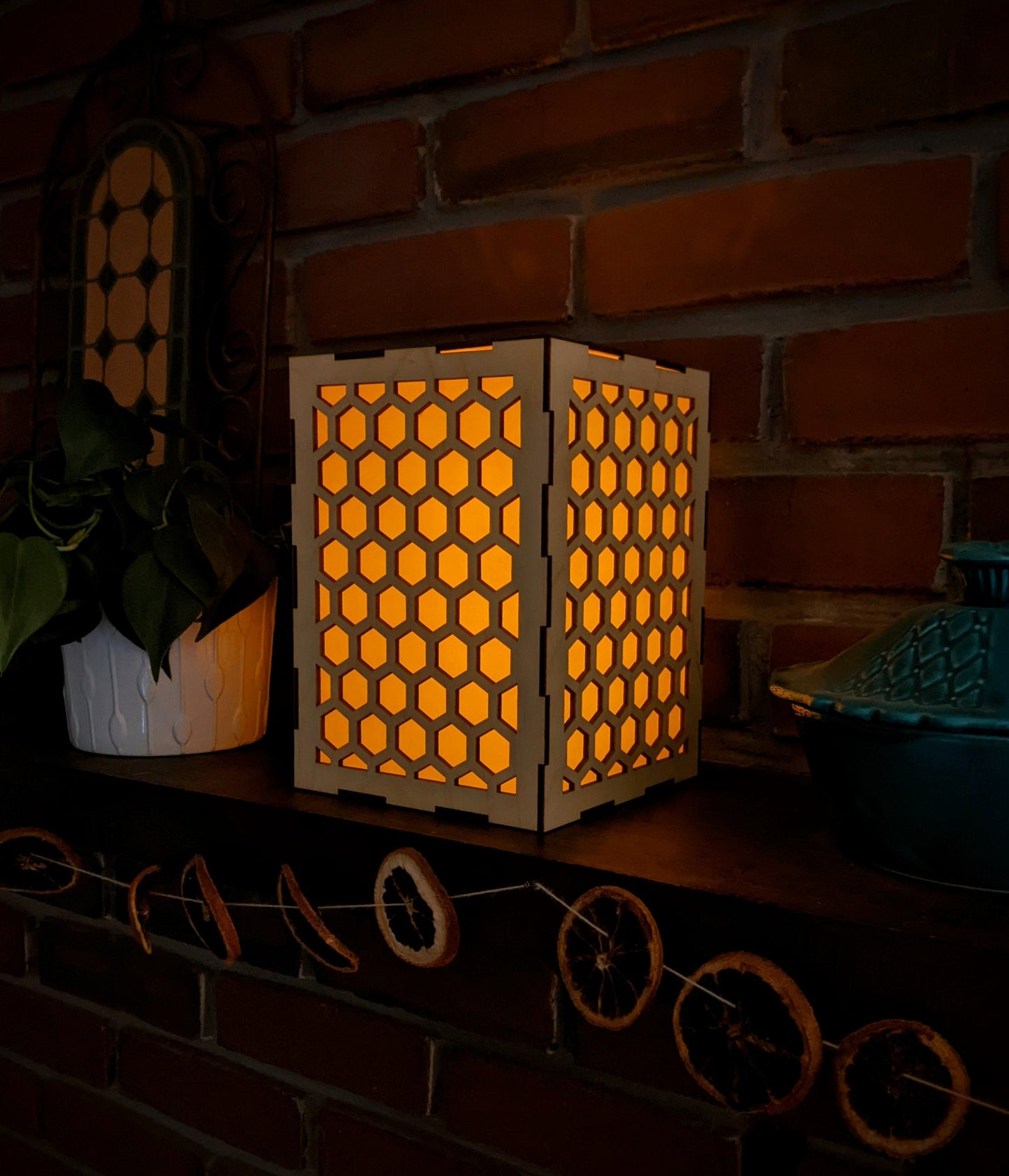 Honeycomb Wood Laser Cut Candleholder Digital File | Tea Light Lantern Votive Holder| Digital Download Files SVG, DXF, PNG Format