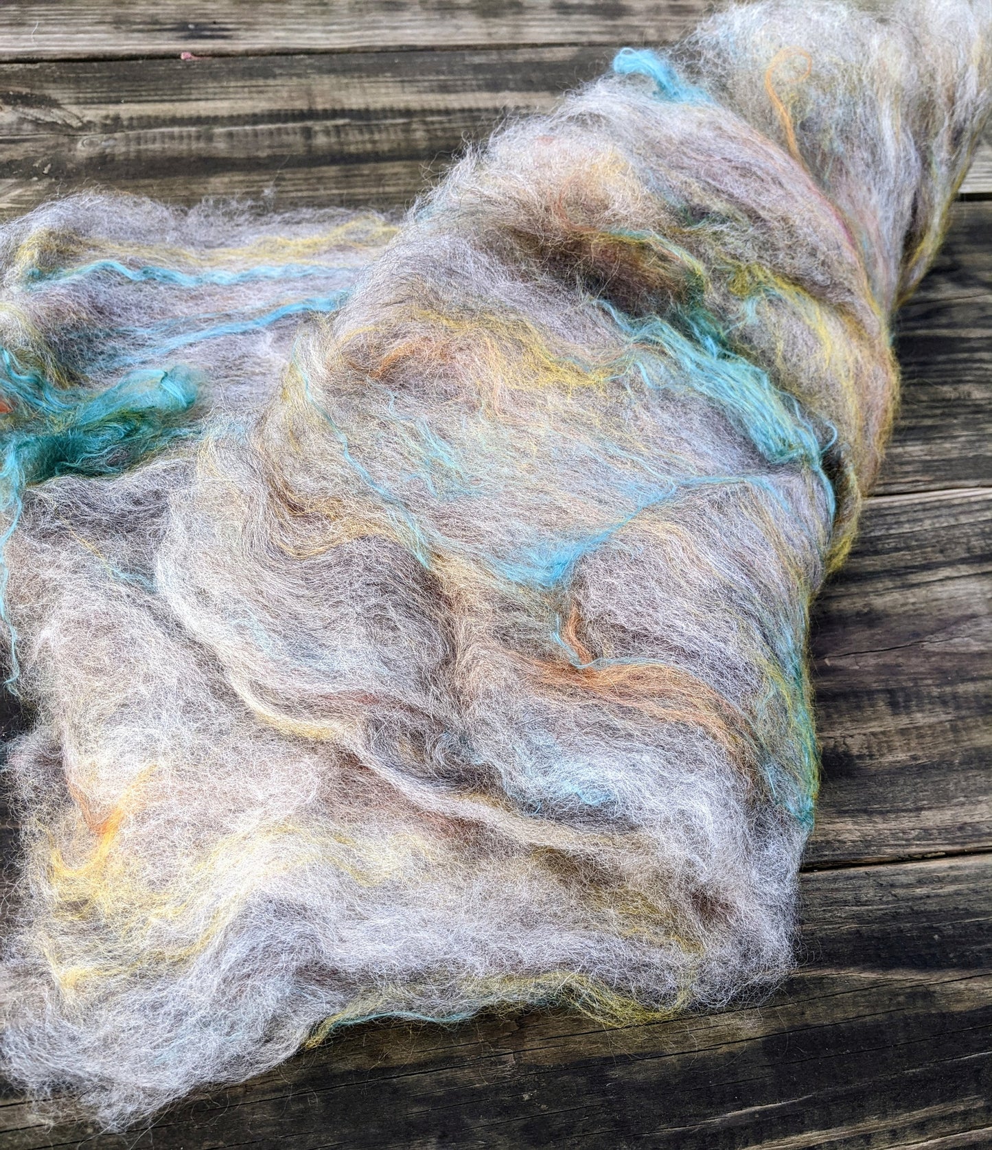 Romney Gotland Mohair Corriedale Silk Art Wool Batt - 111g