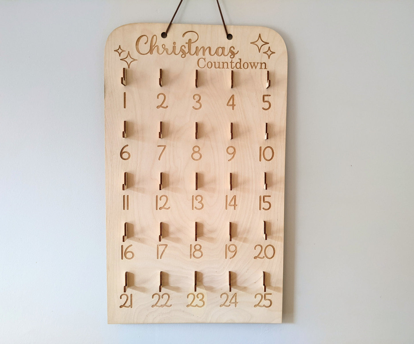 Countdown to Christmas Advent Ornament Calendar | Laser cut Wooden Sign and Hanging Ornaments