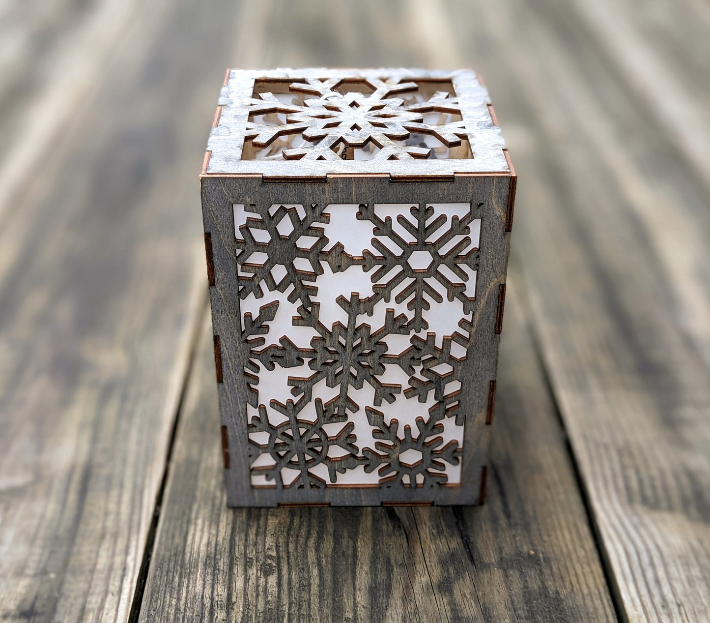 Winter Snowflake Wood Laser Cut Candleholder Digital File | Lantern Votive Holder| Digital Download Files SVG, DXF, PNG Format