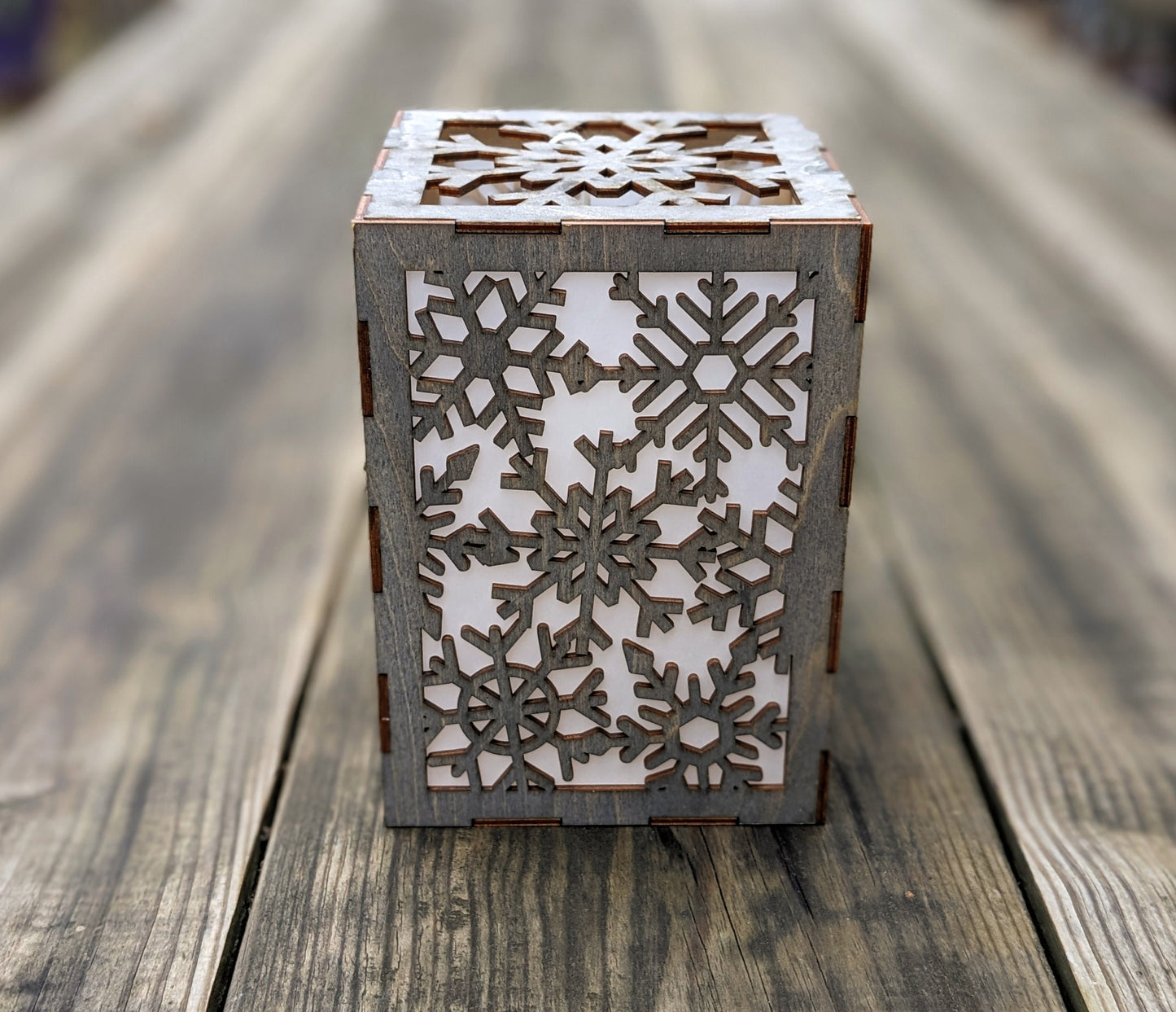 Winter Snowflake Wood Laser Cut Candleholder Digital File | Lantern Votive Holder| Digital Download Files SVG, DXF, PNG Format