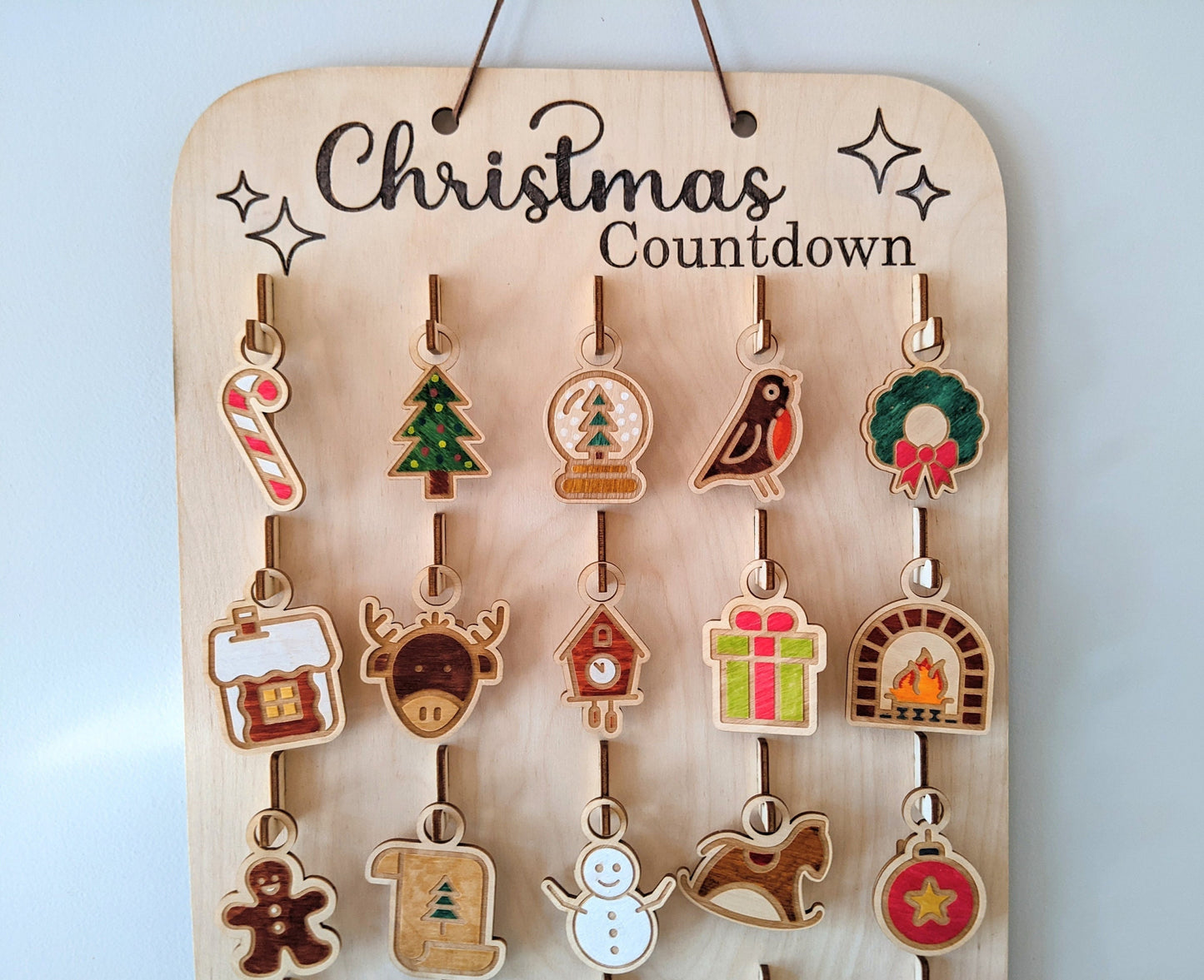 Christmas Advent Calendar Digital Download, SVG and other file types for laser cutting | Countdown to Christmas Ornament Calendar