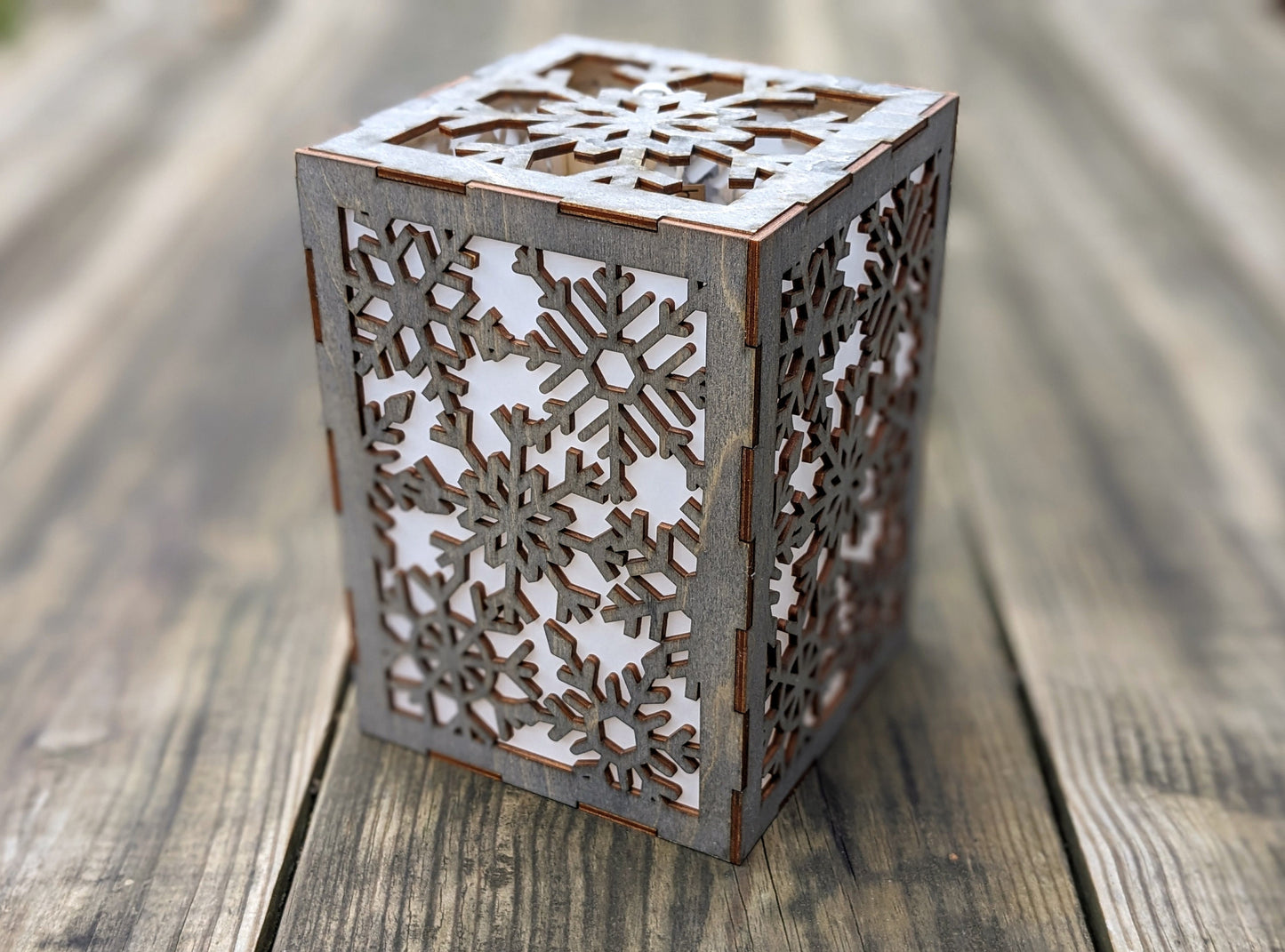 Winter Snowflake Wood Laser Cut Candleholder Digital File | Lantern Votive Holder| Digital Download Files SVG, DXF, PNG Format