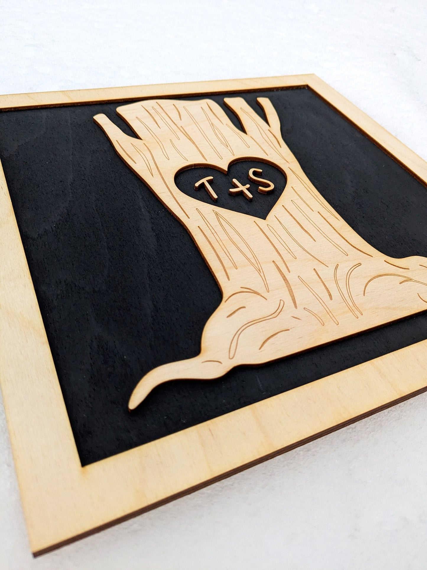 Initial Tree Wood Sign - Laser Cut Wood Sign Digital Download, SVG and other file types for laser cutting