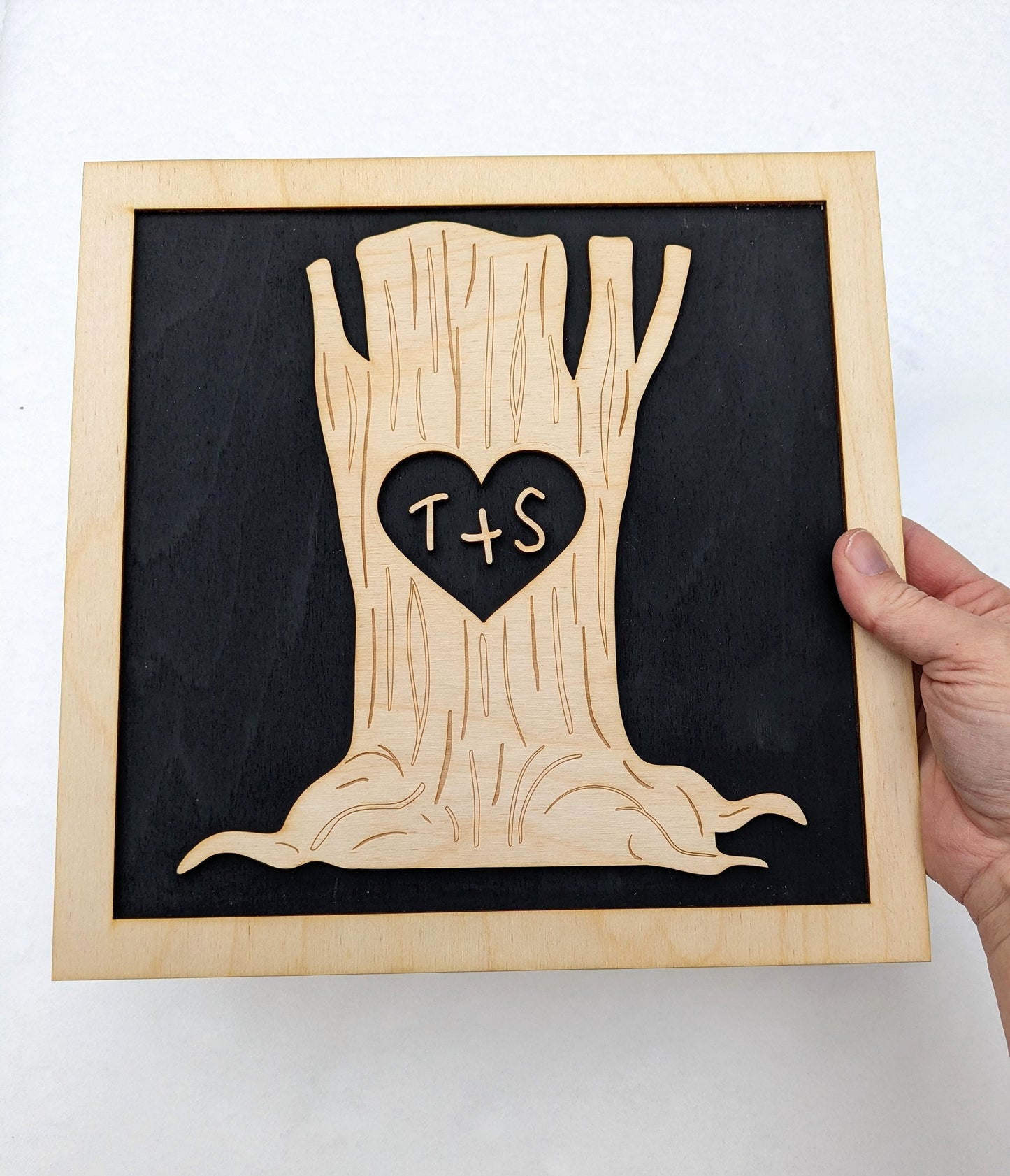 Initial Tree Wood Sign - Laser Cut Wood Sign Digital Download, SVG and other file types for laser cutting