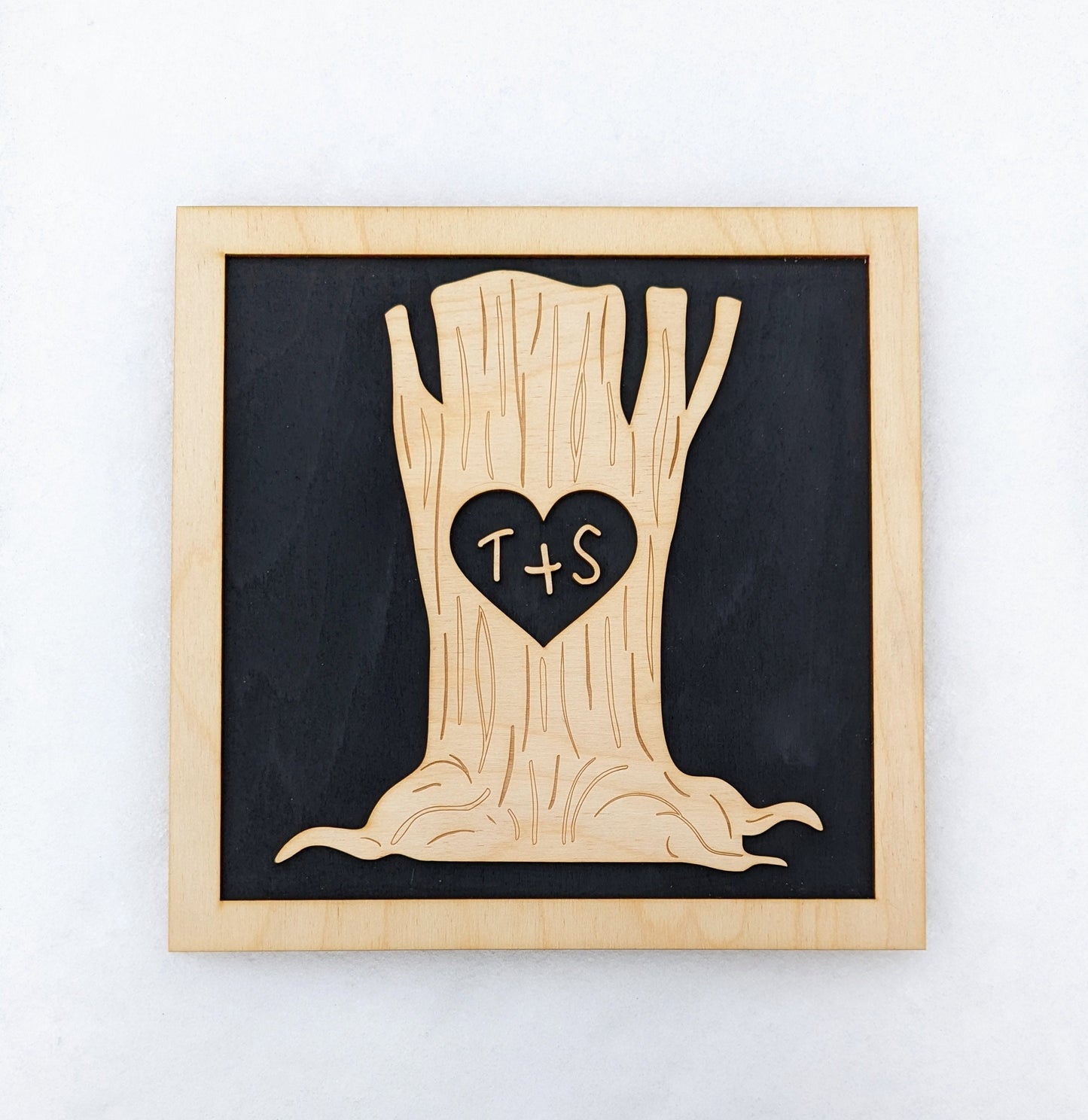 Initial Tree Wood Sign - Laser Cut Wood Sign Digital Download, SVG and other file types for laser cutting