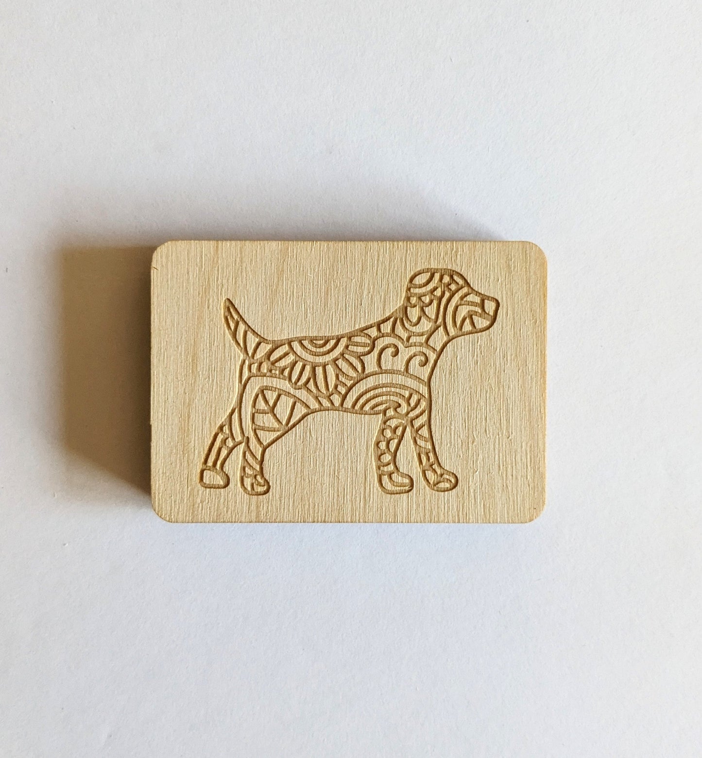 Wooden Needle Case, Laser Engraved Mandala Dog Magnetic Needle Minder