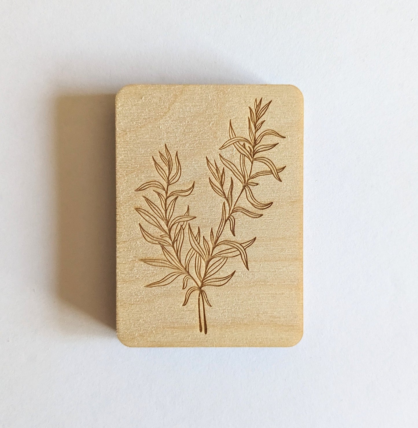 Wooden Needle Case, Laser Engraved Herb Magnetic Needle Minder