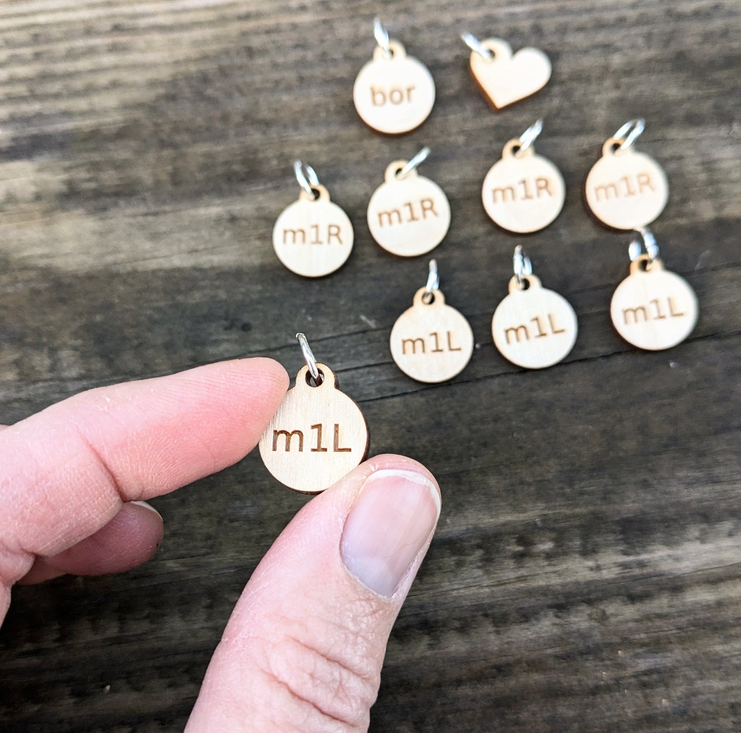 Sweater Knitting Instructions Stitch Markers - set of 10 wooden round laser cut markers