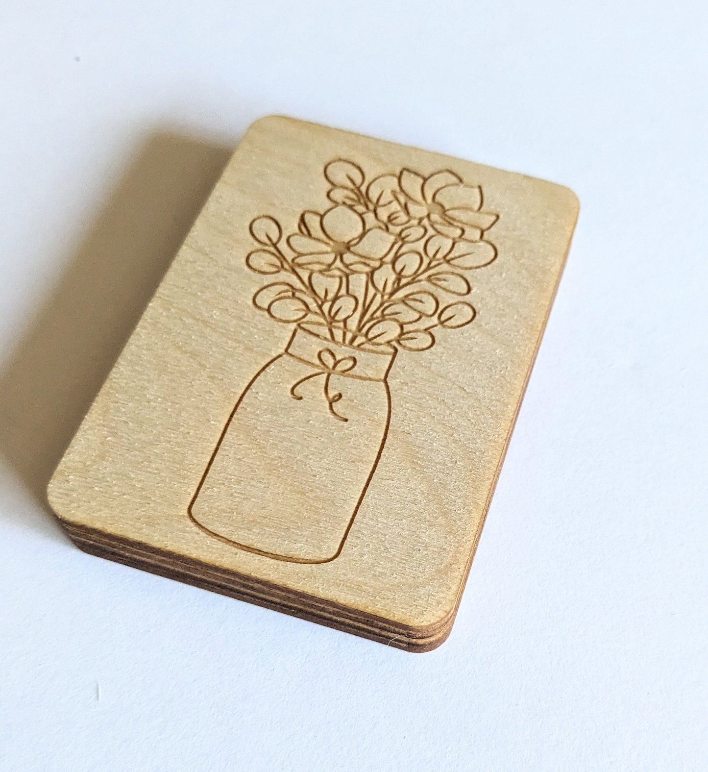 Wooden Needle Case, Laser Engraved Mason Jar Bouquet Magnetic Needle Minder