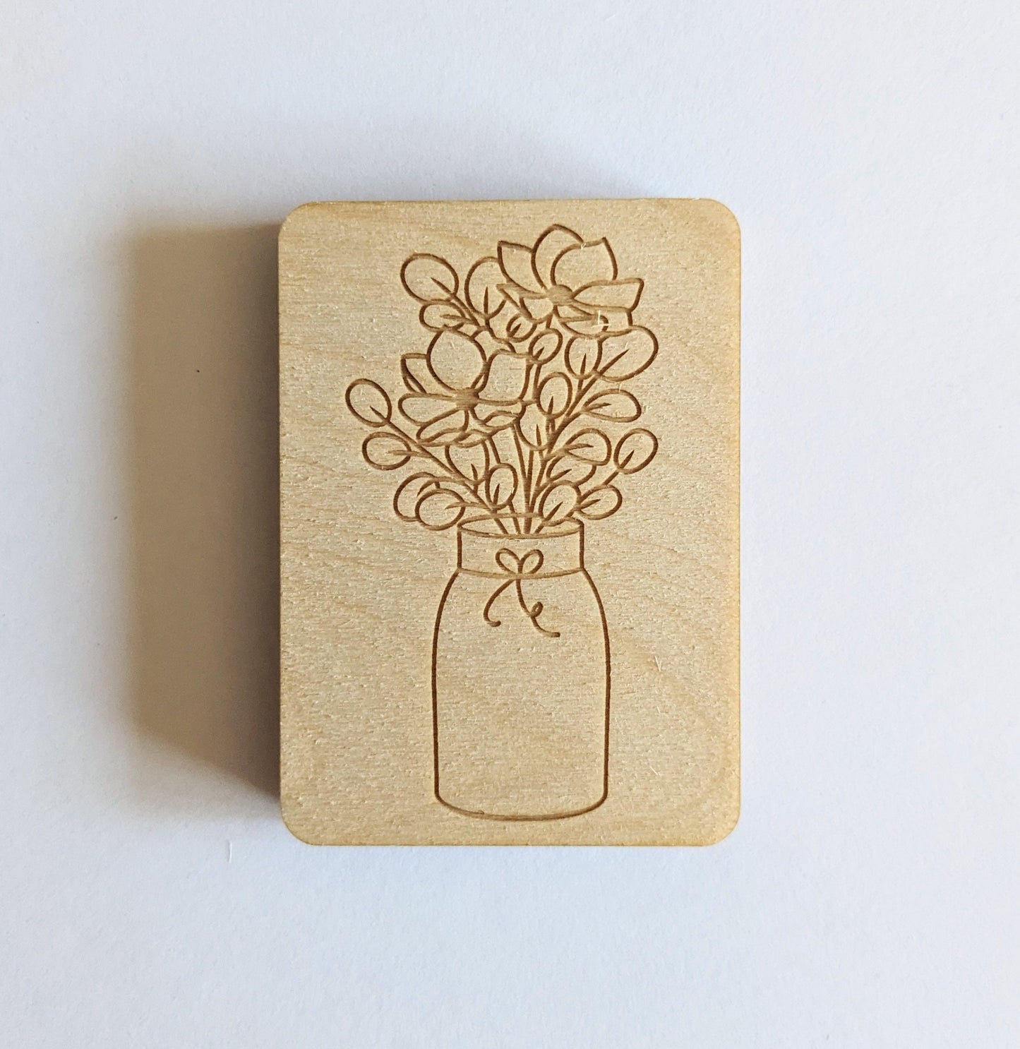 Wooden Needle Case, Laser Engraved Mason Jar Bouquet Magnetic Needle Minder