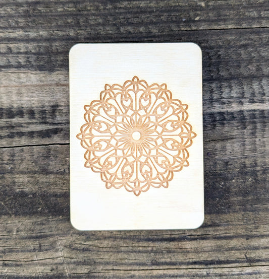 Wooden Needle Case, Laser Engraved Mandala Magnetic Needle Minder