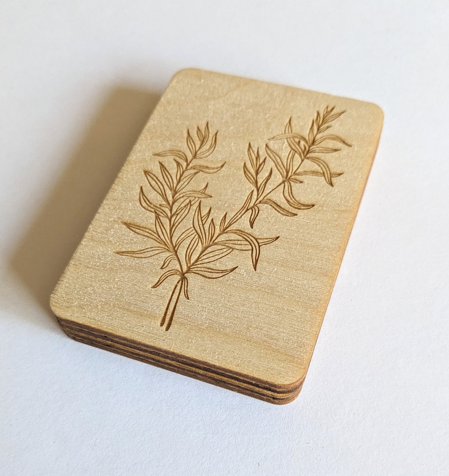 Wooden Needle Case, Laser Engraved Herb Magnetic Needle Minder