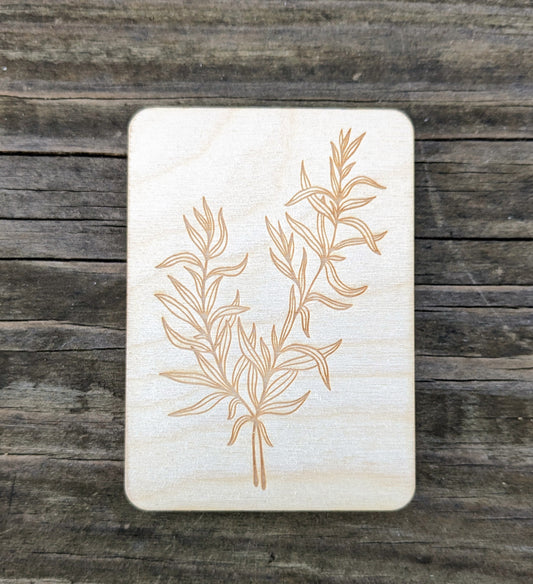 Wooden Needle Case, Laser Engraved Herb Magnetic Needle Minder