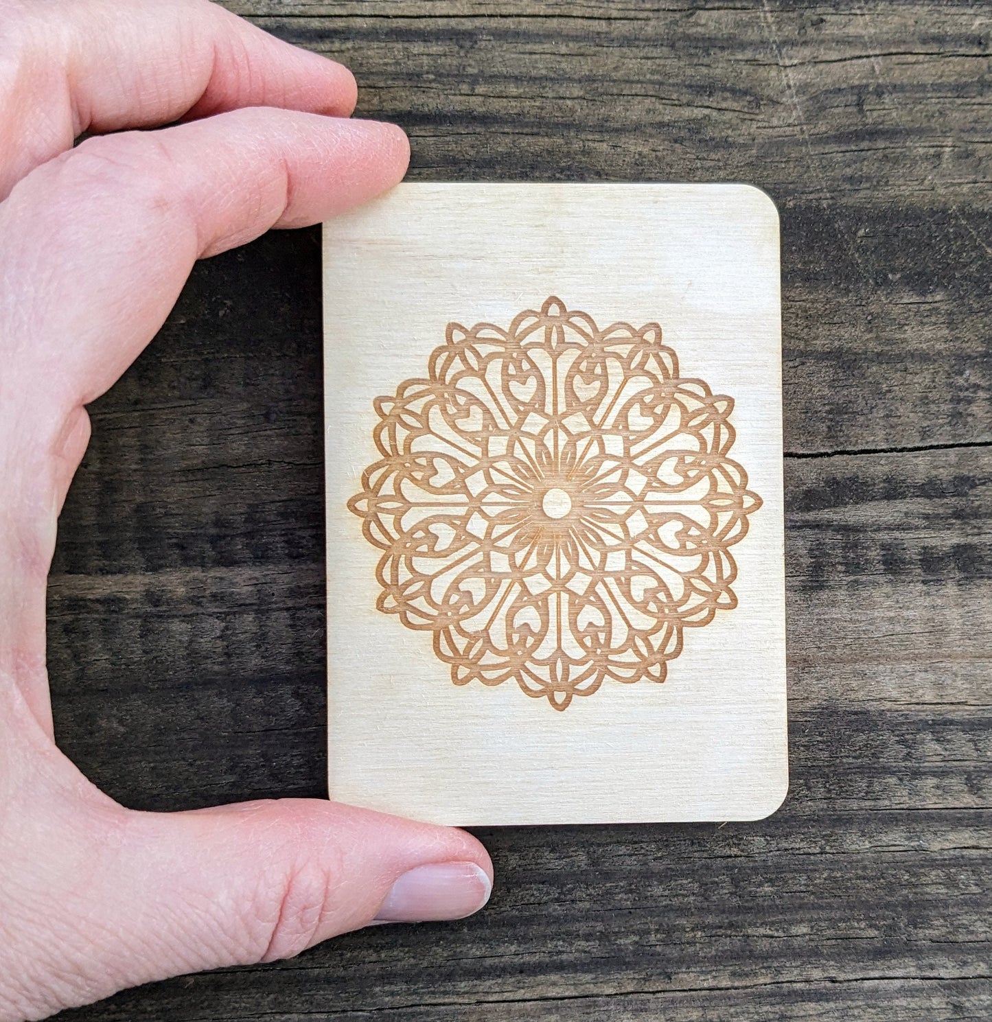 Wooden Needle Case, Laser Engraved Mandala Magnetic Needle Minder