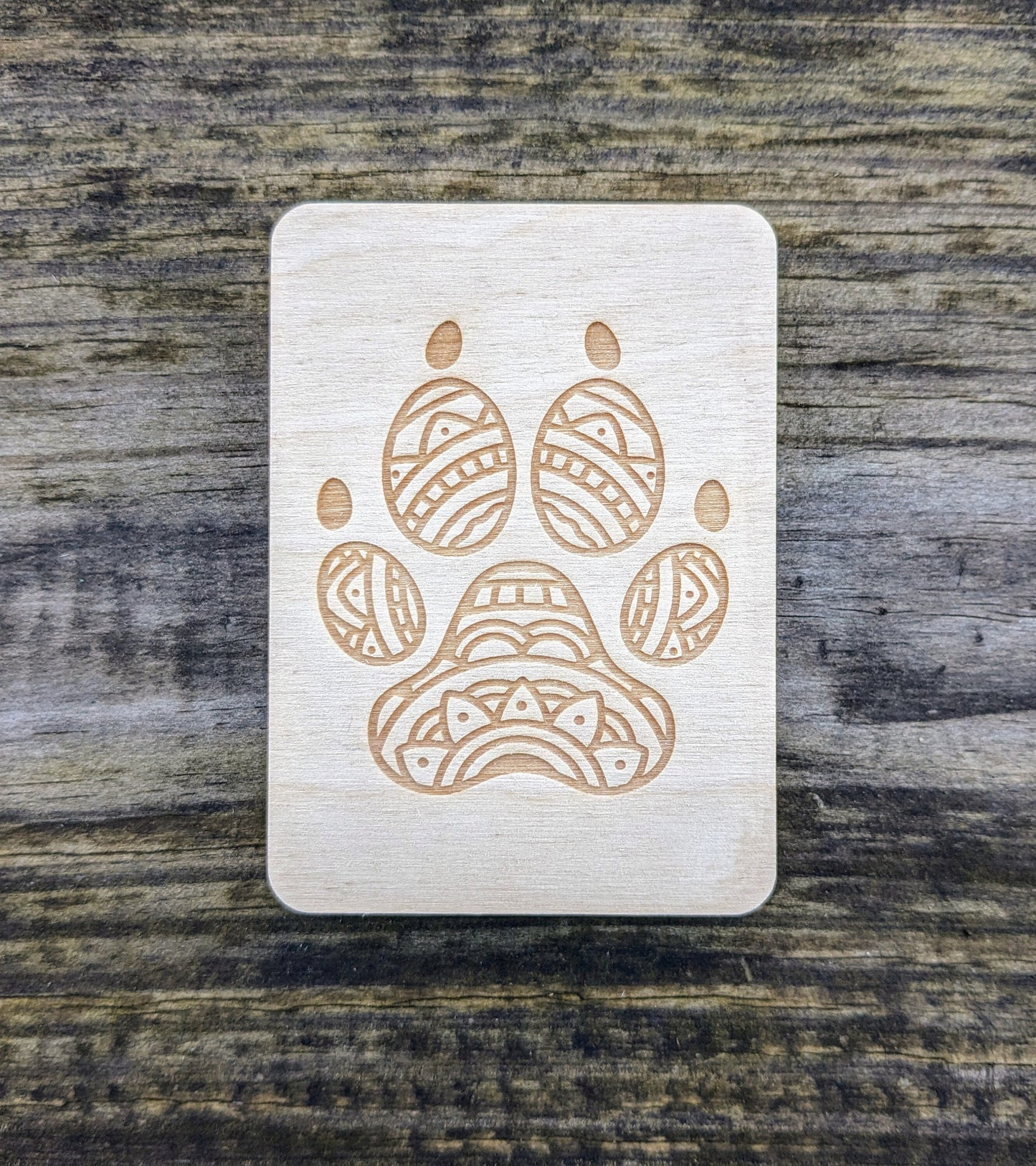 Wooden Needle Case, Laser Engraved Mandala Paw Print Magnetic Needle Minder