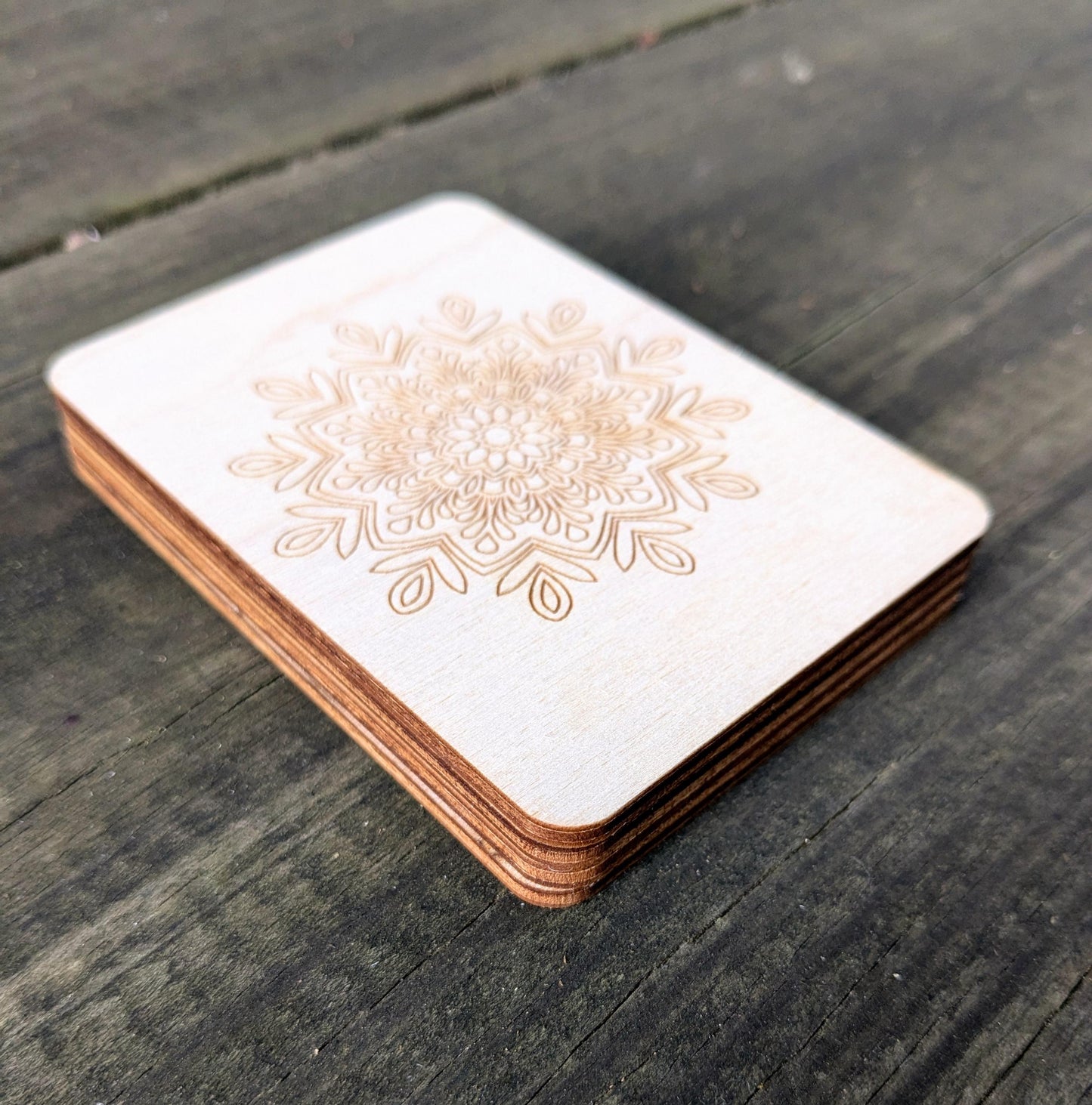 Wooden Needle Case, Laser Engraved Mandala Magnetic Needle Minder