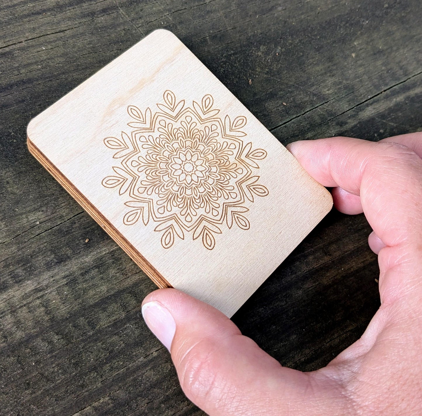 Wooden Needle Case, Laser Engraved Mandala Magnetic Needle Minder