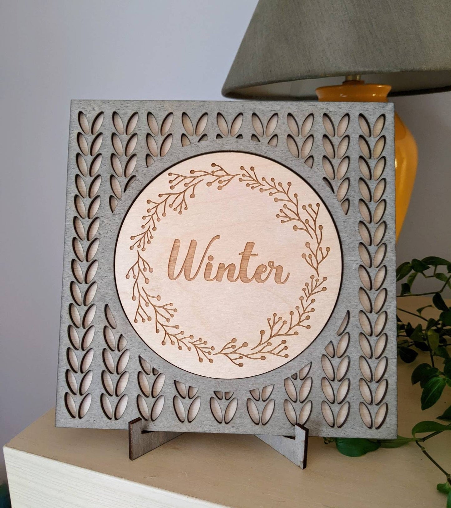 Interchangeable Sign Frames for Seasonal Holiday Decoration, Rustic Natural Wood Countertop Stand for Housewarming Gifts