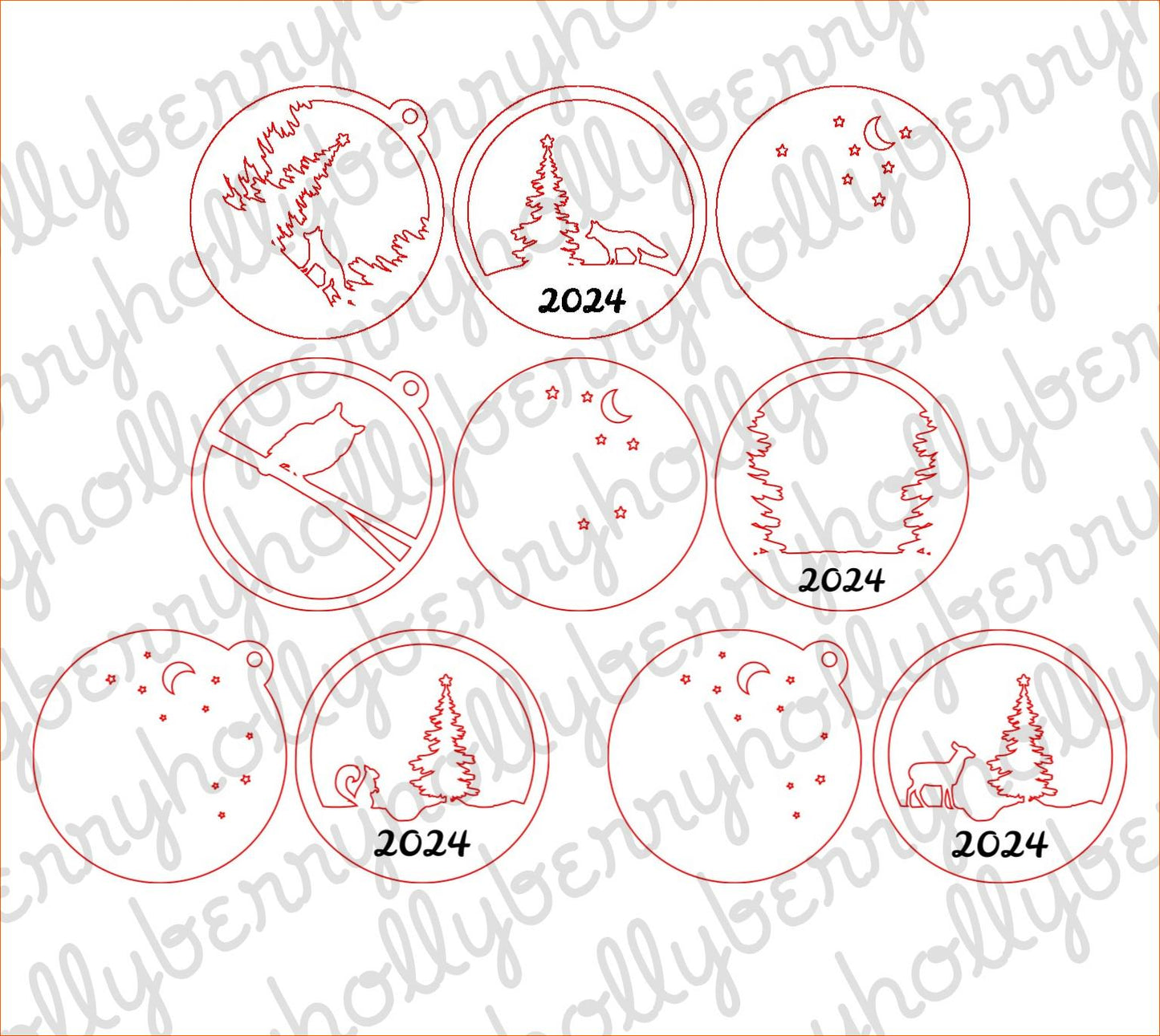 Woodland Animals Ornament Digital Download, SVG and other file types for Laser Cutting