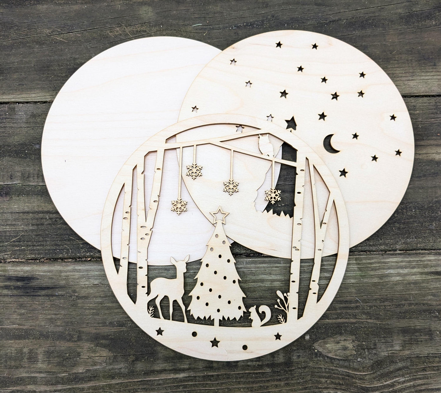 Christmas Woodland Animals Sign Digital Download, SVG and other file types for Laser Cutting