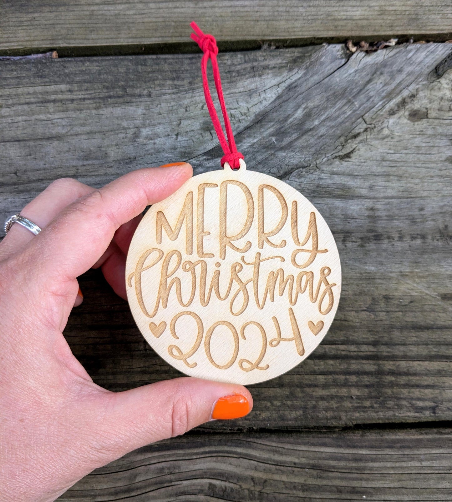 Merry Christmas 2024 Ornament, Laser Cut and Engraved Tree Ornament