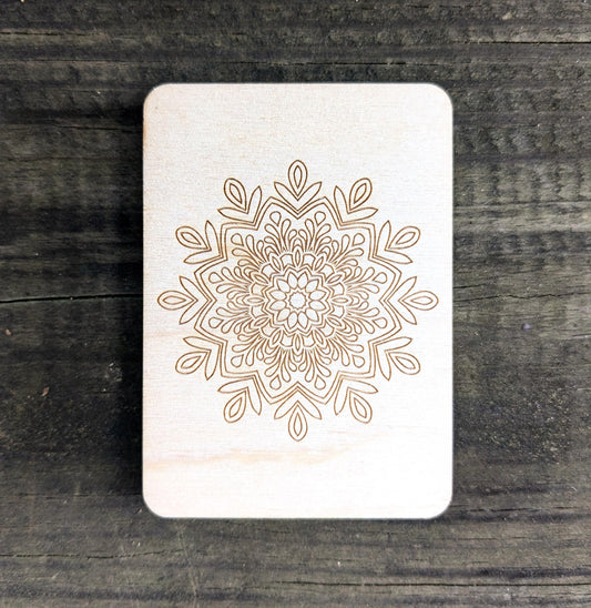 Wooden Needle Case, Laser Engraved Mandala Magnetic Needle Minder